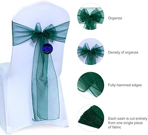 Pack of 100 Organza Chair Sashes for Wedding & Event Décor – Hunter Green - Image 3