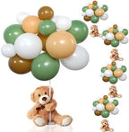 Bear Baby Shower Decorations, 185 Balloon Kit,Green, Brown, Nude, White by Meooeck