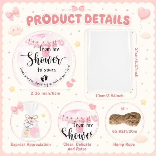 Vesici 25 Sets Baby Shower Favors for Guests Mini Handmade Footprint Scented Soap with Bottle Openers Keychains and Thank You Cards for Shower Gender Reveal Party Favors (It's A Girl) - Image 3