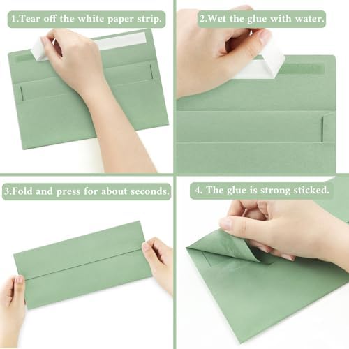 200 Pack Sage Green #10 Business Envelopes Letter Size Self-Seal - Image 2
