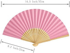 50pcs Paper Hand Fan with Organza Bags Bamboo Handheld Folding Fan DIY Decorative Wedding Party Favors (Pink) - Image 2