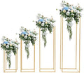 Centerpiece Stands Set, 4 Gold Tiered Flower Stands For Decoration, Elegant Event Display For Wedding Birthday Dessert Table, Heavy Duty Steel Hollow Design, DIY Backdrop Decor by Ekdxeaa