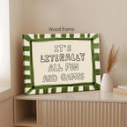 Wrapped Framed 24x36 inch It's Literally All Fun And Games Funny Quotes Wall Art Preppy Minimalist Poster Canvas Prints For Kids Living Room Nursery Bedroom Wall Decor - Image 3