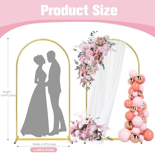 6.6FT Arch Backdrop Stand, Gold Metal Arch Stand Backdrop - Image 4
