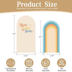 2 Pcs Here Comes The Son Arch Backdrop Covers,Set of 2(6FT/5FT) Sunrise Rainbows Arch Fabric Cover for Birthday Baby Shower Party Decoration - Image 4