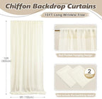 10ft x 10ft Ivory Backdrop Curtain Drapes, Wrinkle-Free Sheer Chiffon Fabric Photo Background Panels for Wedding Arch Party Ceremony Stage Photography Decorations - Image 4