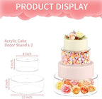 NPPLUS 2 Pcs Round Acrylic Cake Stand with Lid, Clear Fillable Cake Tier - Image 5