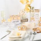 ACITHGL 30 Sets Fully Assembled Small Bubble Candle Party Favors for Guests Bulk Bridal Showers Favors Candles with Stylish Ribbons Thank You Cards Gifts (Champagne) - Image 3