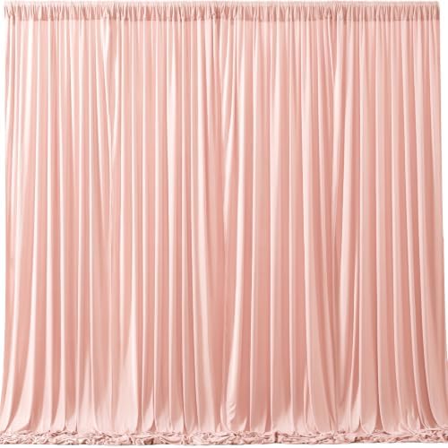 Blush Pink Backdrop Curtains-Wrinkle-Free Polyester Photography Drapes Party Curtain Background for Baby Shower Wedding Decorations- 16 X10FT by WishCare