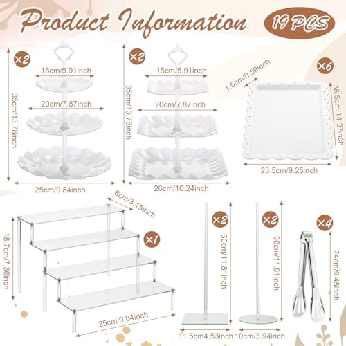 LemonRoad 19 Pcs Cupcake Stand Holder Dessert Table Display,White and White - Image 2