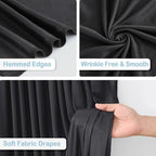10 Panels Black Backdrop Curtains - Wrinkle Free Fabric Backdrop Curtain for Photoshoot,10ft Wedding Party Photo Backdrop Drapes for Birthday Baby Shower Photography Stage Background Decorations - Image 2