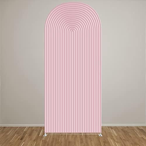 HUAYI Pink Ripples Pattern Arch Backdrop Cover for Birthday Party Wedding Baby Shower Decorations Chiara Backdrops Arched Wall Frame Stands Covers Props GP-456 3ft * 6ft - Image 2