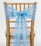 50 Pack Organza Baby Blue Chair Sashes Bows 7x108 Inches Wedding Sheer Chair Sashes Knots Crystal Yarn Chairs Ties for Party Birthday Engagement Banquet Hotel Restaurant Outdoor Events Decor by WENSINL