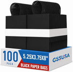 GSSUSA Small Black Paper Gift Bags with Handles, 5.25x3.75x8, 100 Pack by GSSUSA
