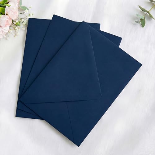 PONATIA 50 PCS/Pack A7 Envelopes, Navy Blue Euro Flap Liner 5x7 Envelopes - Image 4