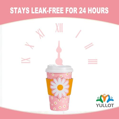 50 Pack 16oz Pink Daisy Disposable Coffee Cups with Lids & Sleeves – Premium Paper for Mother's Day,Baby Shower, Birthday,Wedding, bridal showers, Brunch, Cafés,Party Supplies - Image 6