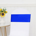 Pack of 50 Satin Royal Blue Chair Sashes Bows 7 X 108 Inch Universal Gold Chair Ribbons for Wedding Ceremony Party Banquet Event Chair Decorations - Royal Blue Chair Sashes 50 Pack - Image 5