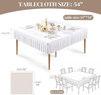 Wish Care 2 Pack White Spandex Tablecloths for 54x54 Inch Square Tables, Stretch Fitted Table Clothes with Pleated Ruffle Skirt for 54” Table, Wrinkle Free and Elastic, for Party Kitchen Home Dining - Image 2