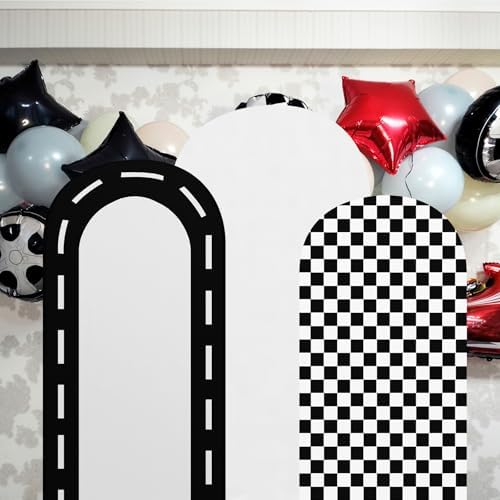 Mindsoft 3 Sets Fast Party Arch Backdrop Cover Racing Backdrop, Black - Image 6