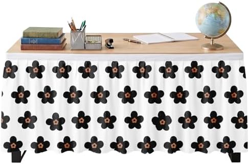 Sanwarm Table Skirt, 29" x 108", for Rectangular & Round Desk Daisy Floral by SanwarmHomeDecor