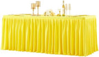 1 Pack Yellow Rectangle Table Clothes for 6 Foot Tables, Polyester Wrinkle Free Fitted Tablecloths 6ft Stretch Table Cover with Skirt for Wedding, Birthday, Parties, Trade Show, Craft Show by PartyTalk