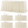4 Pack 8ft Ivory Tulle Tablecloths for Rectangle Tables, 8 Foot Ivory Rectangular Table Cloth Wrinkle Free Tablecover with Tutu Skirt for Wedding Baby Shower Birthday Party Banquet Buffet Cake by Suppromo