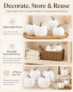 vensovo 6 Inch Light Blue Artificial Pumpkins, 4 Pack - Image 5