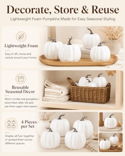 vensovo 6 Inch Multicolor Artificial Pumpkins, 4 Pack - Image 5