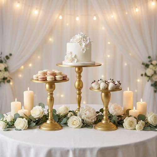 Gold 3Pcs Metal Round Vintage Cake Stand Set 8"10"12 Dessert Display - Image 5
