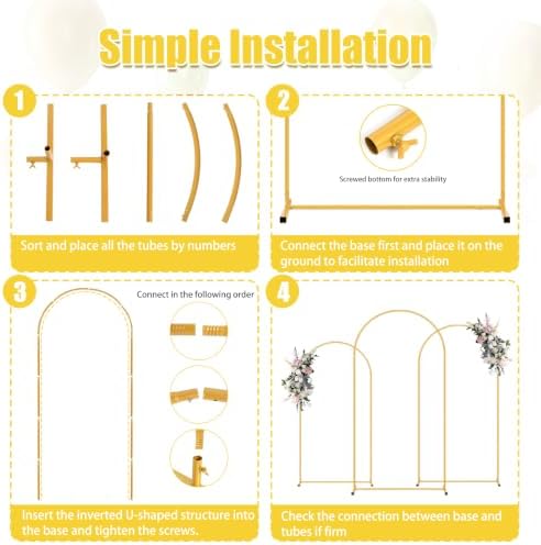 6FT Arch Backdrop Stand and Beige Cover Set,Balloon Arch Stand - Image 6