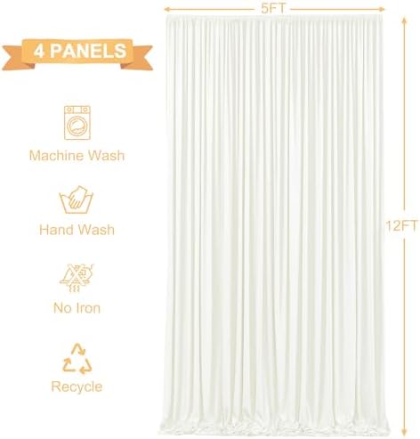 20ft x 12ft Ivory Backdrop Curtains Wrinkle Free Backdrop Curtain for Wedding Parties Ivory Fabric Backdrops Drapes Back Drop Cloth Bridal Shower Stage Curtains Wedding Decorations for Reception - Image 6