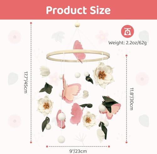 Baby Mobile for Crib Flowers and Butterflies Crib Mobile - Image 4