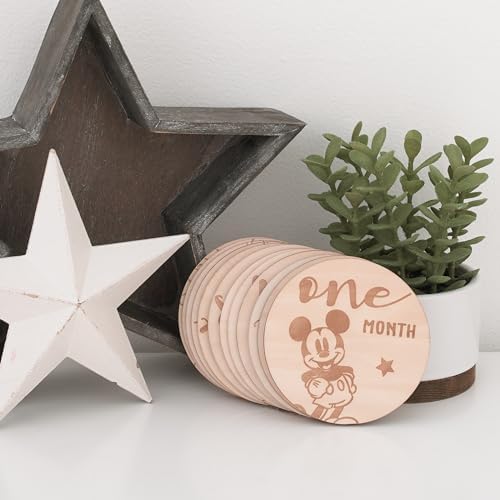 Disney Mickey Mouse Natural Wood Tone, 12 Piece Wooden Engraved Milestone Cards - Image 3