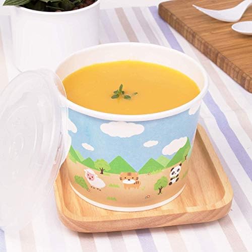 Karat [16oz - 1000 ct] Paper Ice Cream Cups & Soup Bowls for Hot/ Cold Food - Ideal for Soup, Ice Cream, Gelato, Yogurt and Snacks - Safari Theme - Image 2