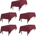 LTC LINENS 5 Pack Rectangular Tablecloths Burgundy 70 x 120 Inch for 6 or 8 ft Rectangle Banquet Tables with Half-Drop - Stain and Wrinkle Resistant Polyester Cloth Table Covers for Wedding, Party by LTCLINENS