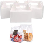 LOKQING 30PACK Party Favor Boxes Treat Boxes Gable Boxes 7x3.85x3.85 Inches and 100PACK Clear Cellophane Treat Bags Cookie bags 9x4 Inches by LOKQING