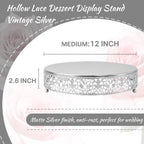 Cake Stand, Metal Round Cupcake Dessert Stand Cake Display Holder Cookies Fruit Serving Tray Decor for Wedding Party Birthday Baby Showers Anniversary (12 in, Matte Silver) - Image 2