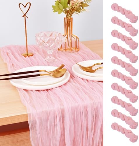 Pink Cheesecloth Table Runner Fall Wedding Birthday Party Decor 10 Pack by Joanlody