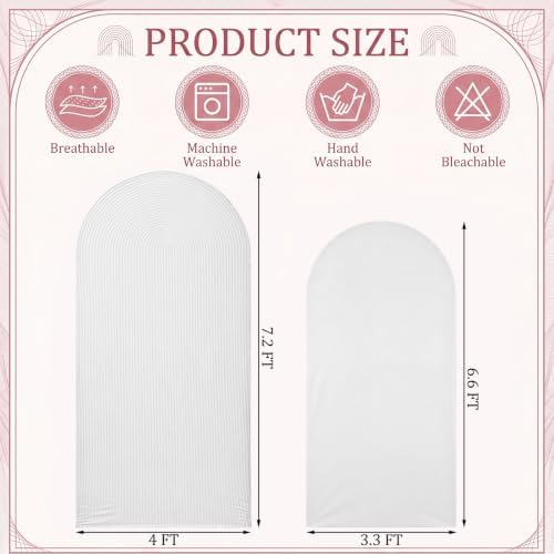 2 Set Wedding Arch Cover White Ripple & Solid Color Stretchy Backdrop Cover - Image 2
