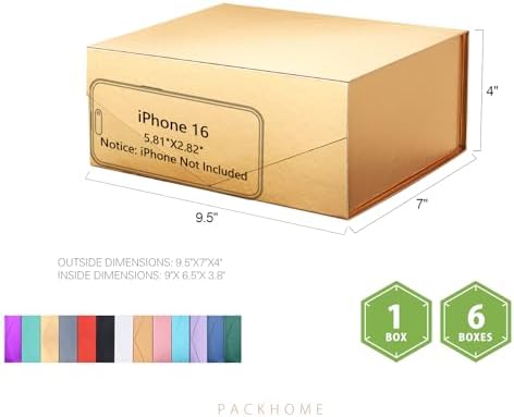 PACKHOME 6 Gold Gift Boxes 9x6.5x3.8in with Magnetic Lids - Image 6