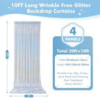 20x10ft Shimmer Silver Sequin Backdrop Curtain for Parties-4 Panels 5x10ft Thick Wrinkle Free Glitter Coloful Backdrop Drapes Photo Back Drop Curtains for Wedding Birthday Photography Background Cloth - Image 6