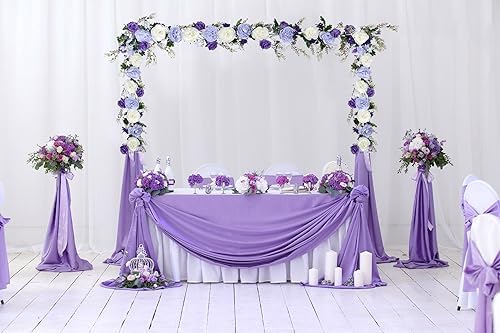 Lvydec Artificial Peony Flower Garland - 6ft Silk Peony Purple Flower Garland Arch Flower Vine for Wedding Party Table Decoration (2, Purple and White) - Image 5