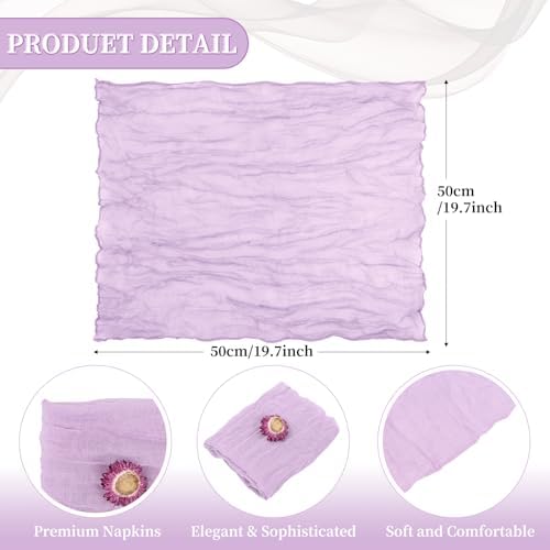 fani 60 Pack Gauze Cheesecloth Napkins, 20 x 20 in, Lavender - Image 2
