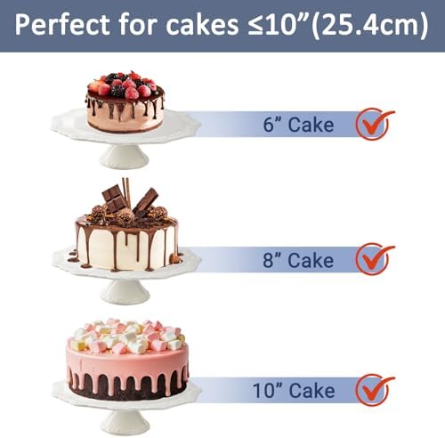 10 Inch White Ceramic Cake Stand (Holds 10 Inch Cake), Decorative Cupcake Stand, Dessert Display Plates for Snacks and Cookies, Baby Shower, Birthday, Wedding Party Decor - Image 3