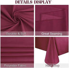 4 Pack Square Table Cloth 85x85 Inch Burgundy Tablecloth Machine Washable Fabric Polyester Table Cover for Dining, Buffet Parties, Picnic, Events, Weddings and Restaurants（Burgundy） - Image 4