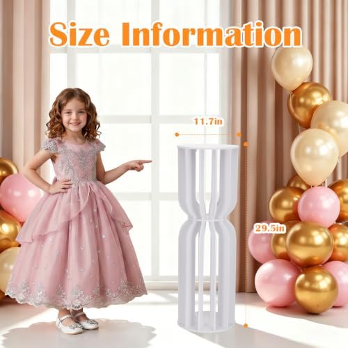 Hourglass-Shaped Cake Stand with Cylinder Pedestal, Large White Round Plinth for Weddings, Birthdays, Baby Showers & Party Decor - Image 3