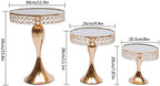 3 Piece Set Gold Crystal Cake Holder Wedding Dessert Metal upcake Stand Set with Mirror Plate Birthday Party Decorations for Tables - Image 3