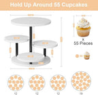 Dessert Stands for 50 Cupcakes 360°Rotating Wood Cupcake Stands Wedding Cake Stand 4 Tiered Cookie Serving Trays for Party Birthday Baby shower Afternoon Tea Dessert Table, White - Image 3