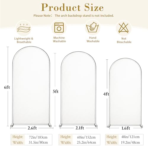 White and Pink Arch Cover 3 Set-6FT, 5FT, 4FT Arch Backdrop Cover Spandex Fitted 2-Color Fabric Stand Covers for Baby Shower Gilrs Birthday Party Ceremony Banquet Photo Background Decorations - Image 5