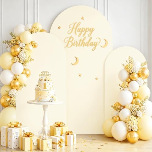 Set of 3 Wedding Arch Cover 6ft 6.6ft 7.2ft Ivory Arch Cover Chiara Arch Backdrop Cover Spandex Arch Stand Cover Balloon Arch Covers Stretchy Backdrop for Wedding Ceremony Birthday Party Events - Image 3